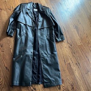 Genuine black leather trenchcoat